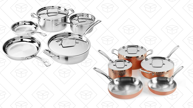 Cuisinart MCP-8NW MultiClad Pro Set (8-piece) | $140 | AmazonCuisinart HCTP-8W Hammered Copper Set (8-Piece) | $205 | Amazon